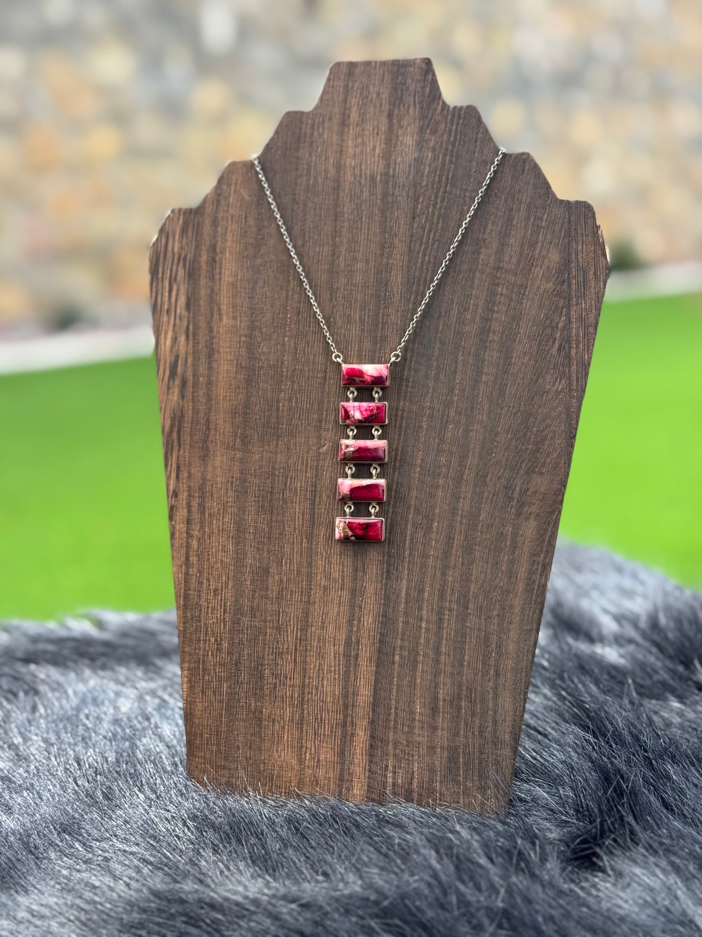Rose Dahlia and Sterling Silver Lariat