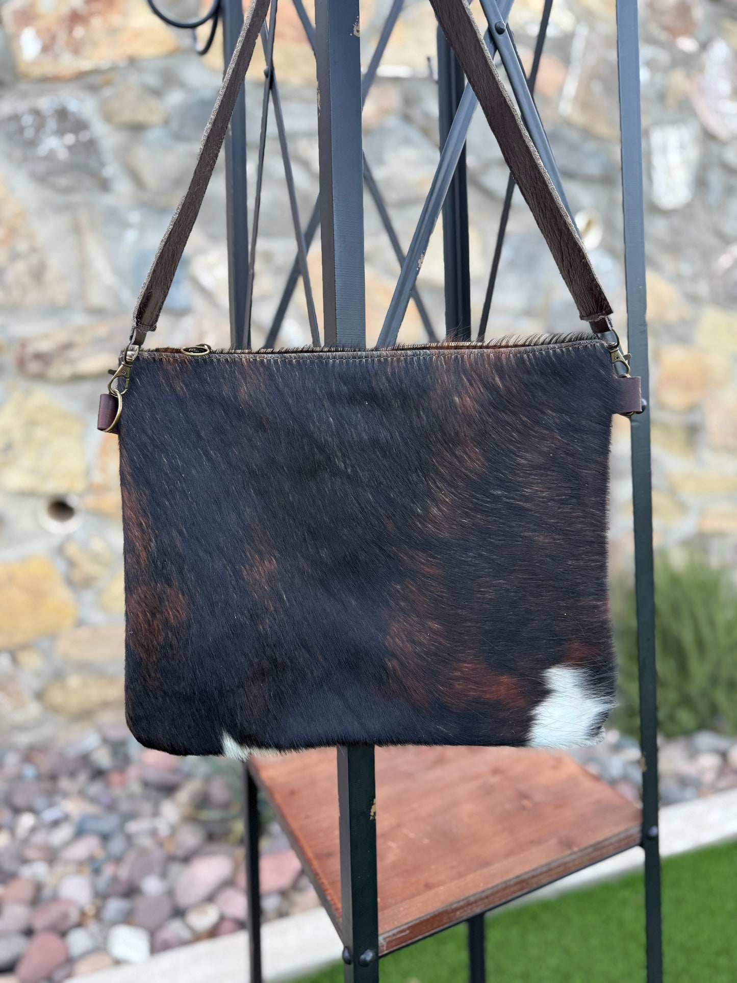 Tricolor Cowhide Handbag