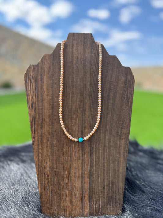 Fresh Water Pearl and Turquoise Necklace