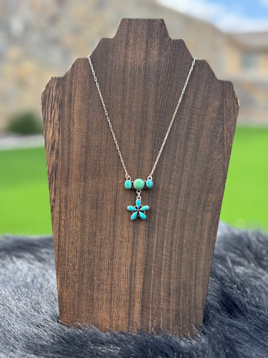 Turquoise and Sterling Silver Dangle Necklace