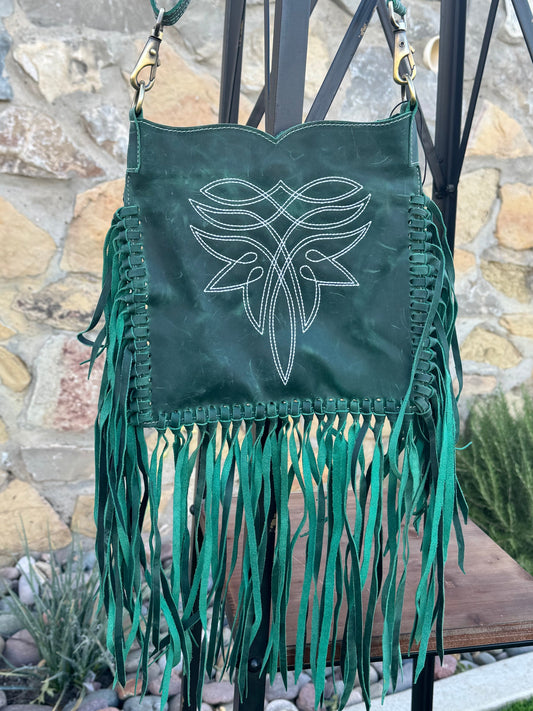 Distressed Boot Stitch Leather and Fringe