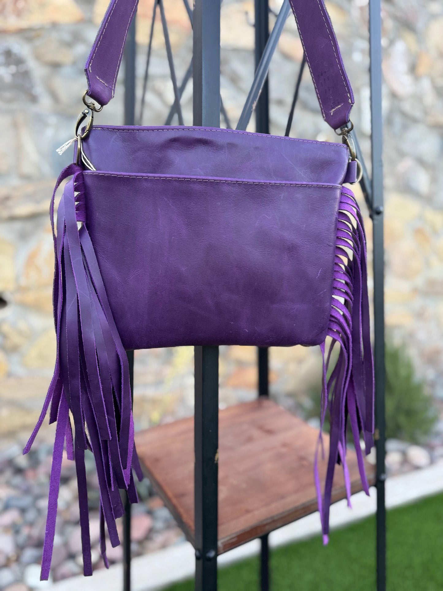 Purple Tooled Leather and Fringe