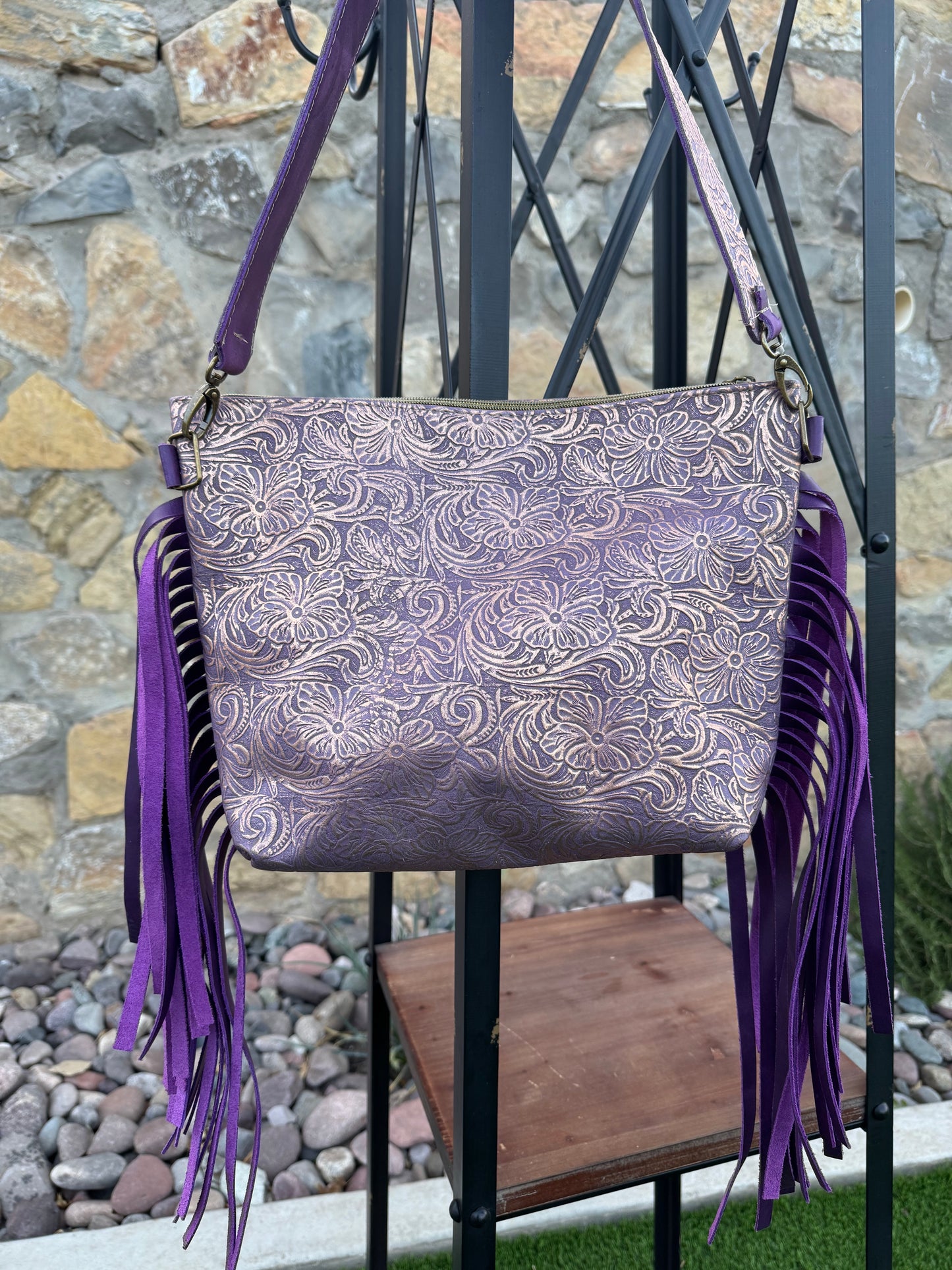 Purple Tooled Leather and Fringe
