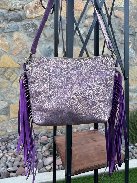 Purple Tooled Leather and Fringe