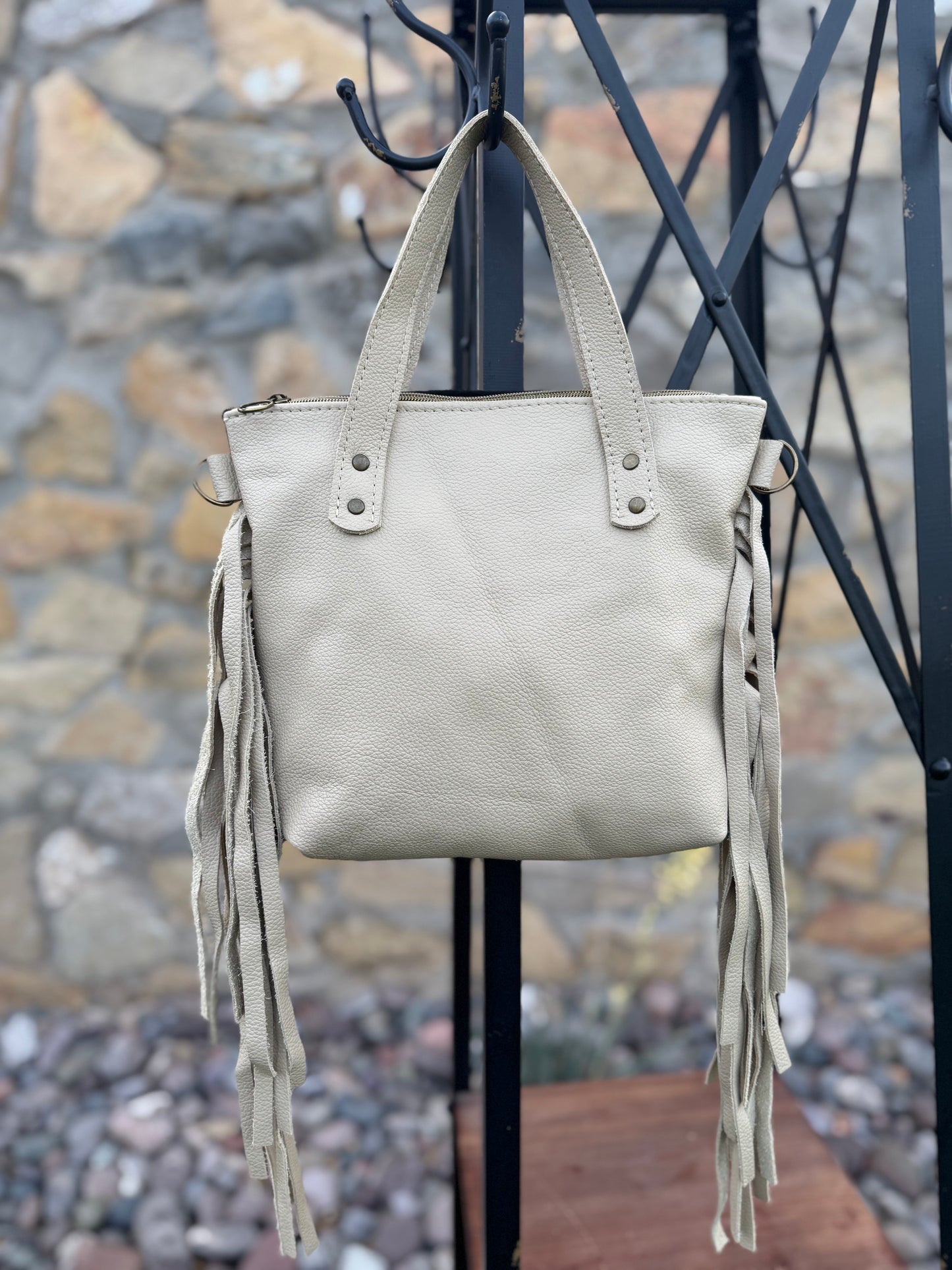 Cowhide and Fringe Handbag