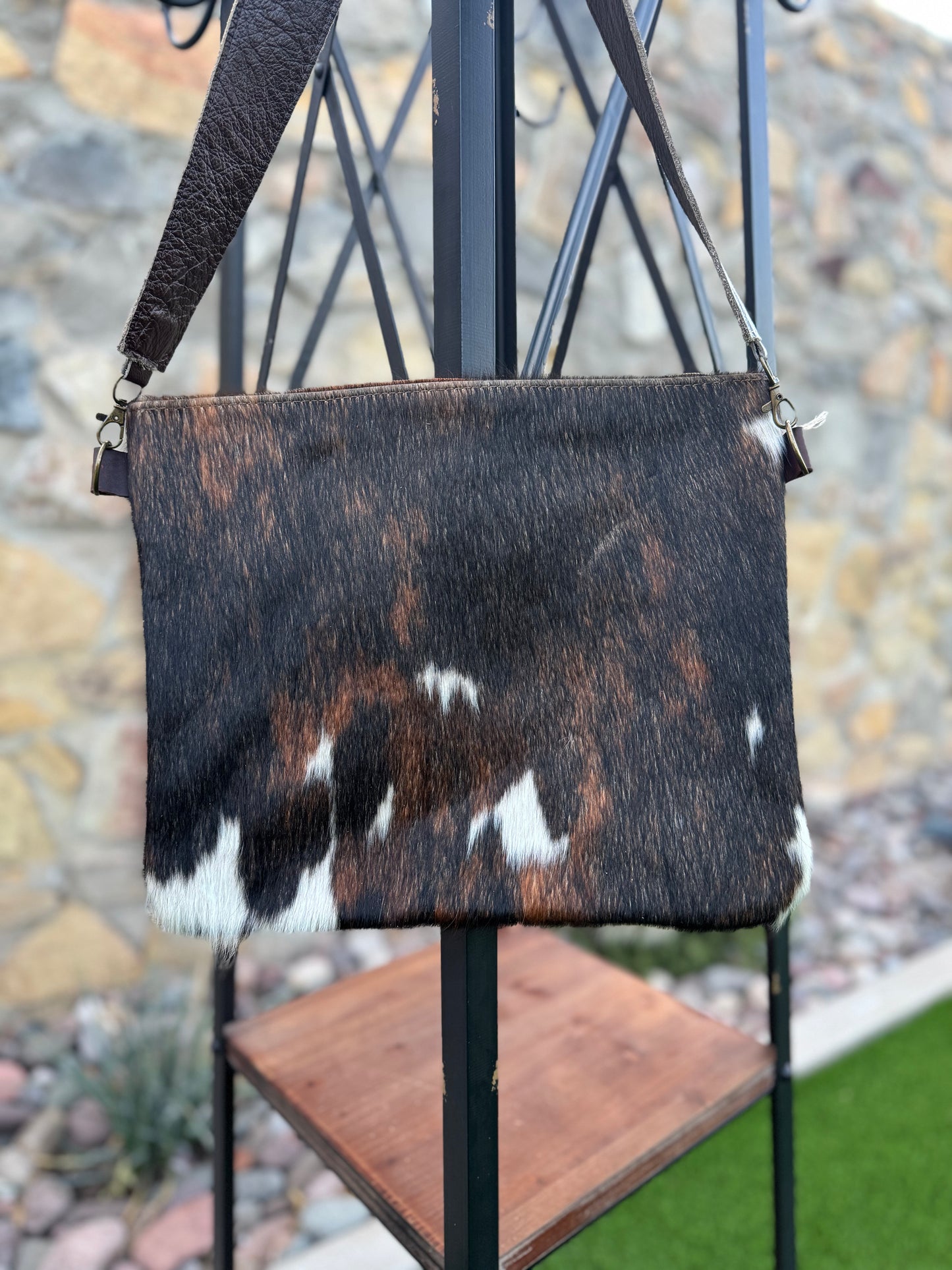 Tricolor Cowhide Handbag